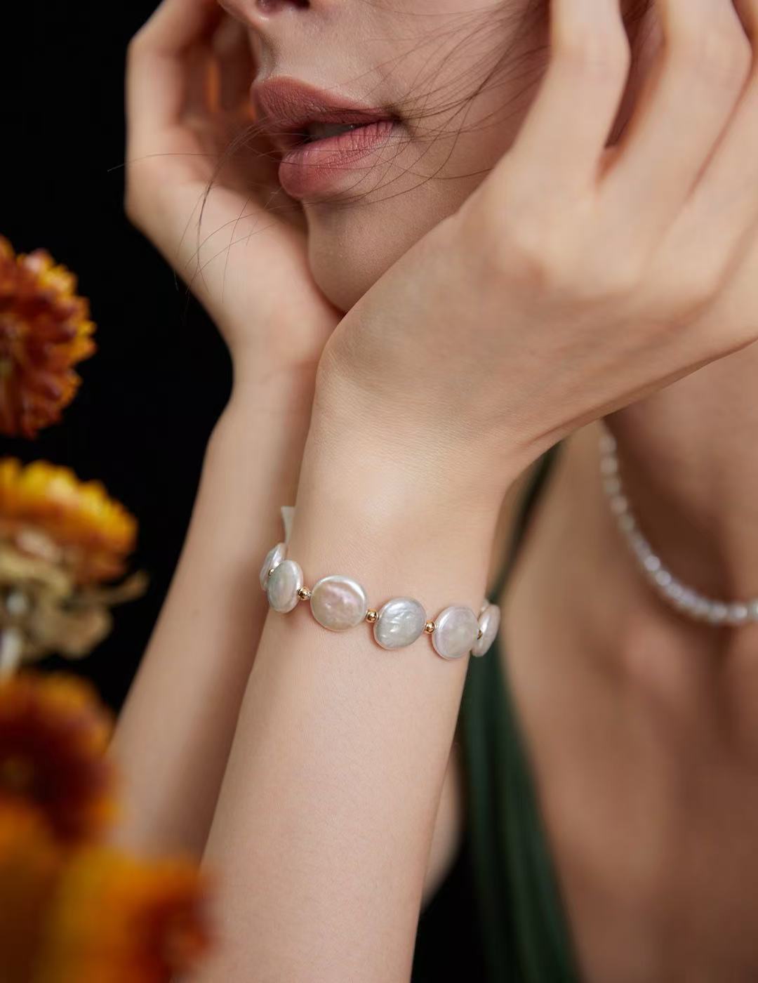 Natural Pearl Sterling Silver Bracelet – Elegant Jewelry for Women (Birthday & Holiday Gift)