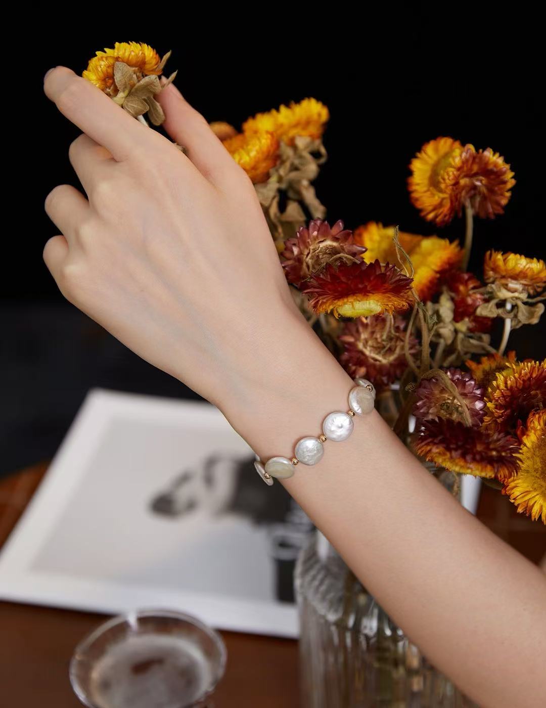 Natural Pearl Sterling Silver Bracelet – Elegant Jewelry for Women (Birthday & Holiday Gift)