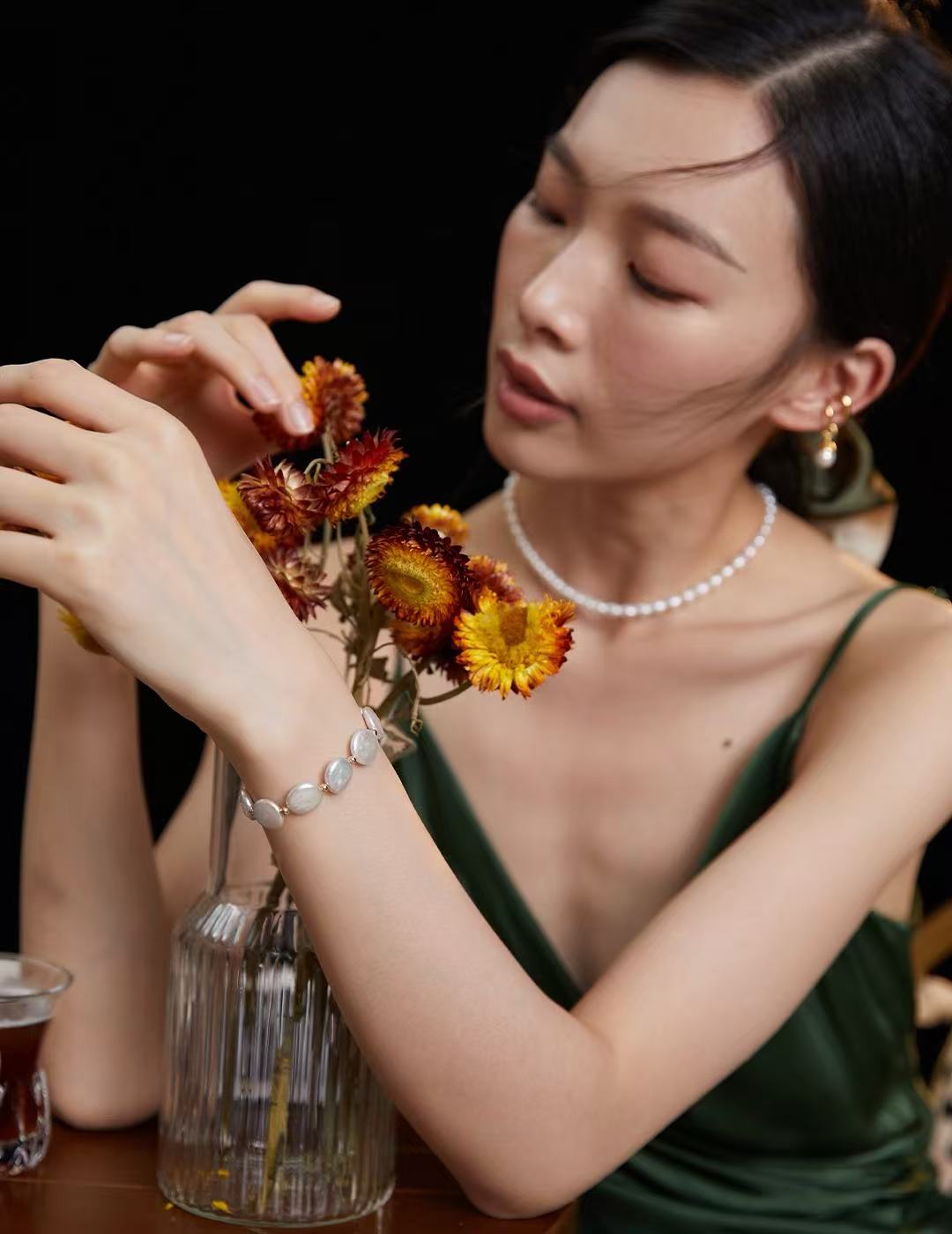 Natural Pearl Sterling Silver Bracelet – Elegant Jewelry for Women (Birthday & Holiday Gift)